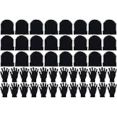48x Winter Beanies & Gloves Combo Pack, Bulk Pack for Men Women, Warm Cozy Gift