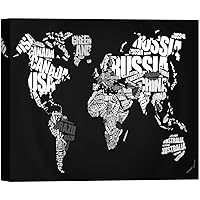 SIGNWIN Canvas Wall Art Black and White Country Names World Atlas Architecture & Maps Cities Typography Modern Art Farmhouse/Country Urban for Living Room, Bedroom, Office - 12x18 inches