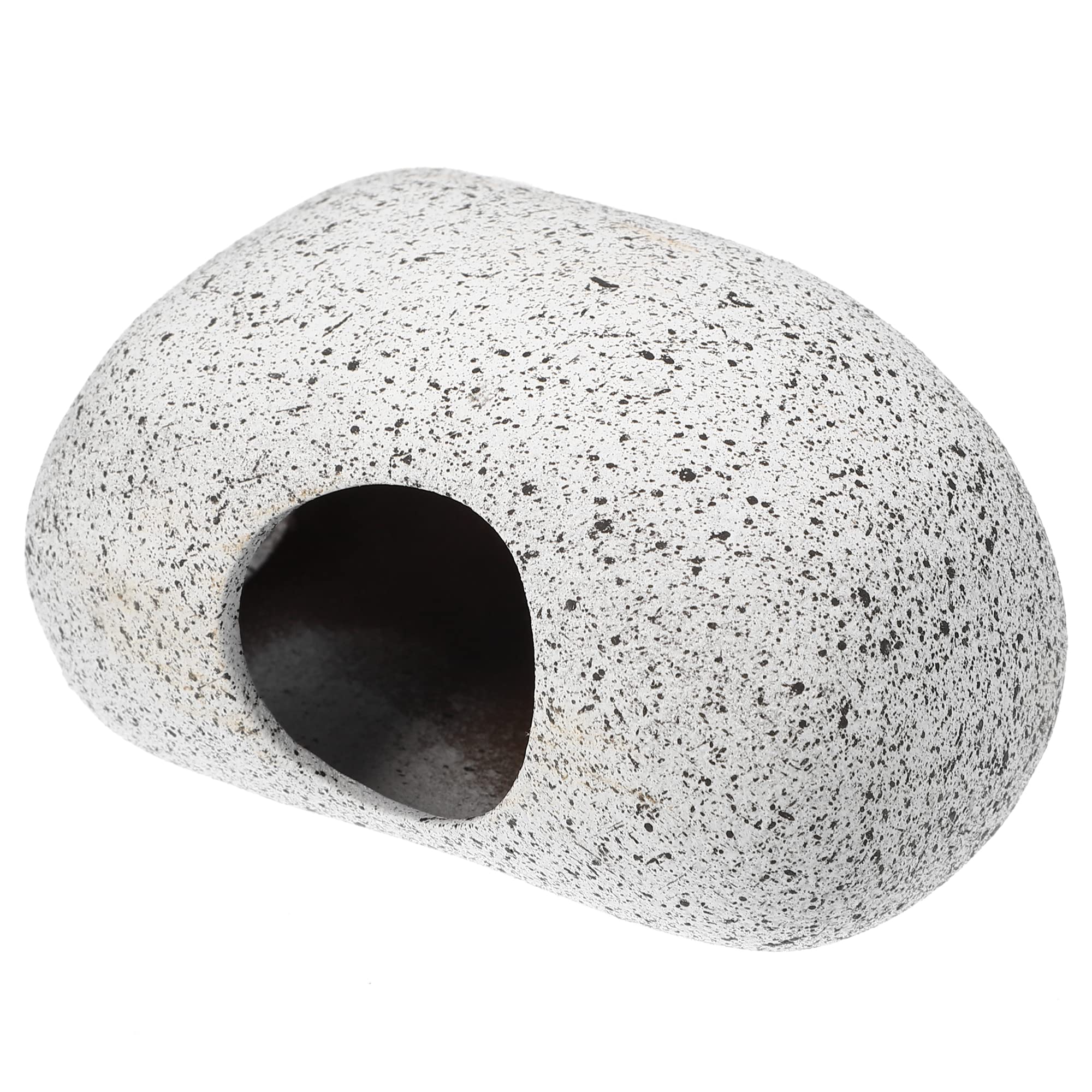VOCOSTE 3.66x2.60x2.05 Inches Aquarium Hideaway Rock Cave, Ceramic Fish Tank Decoration Stone for Aquatic Pets to Breed Play Rest, Gray