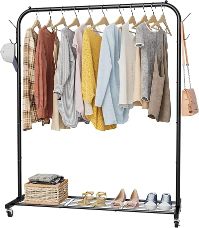 HOMIDEC Clothes Rail Portable Rack with Wheels 40 kg Capacity Black