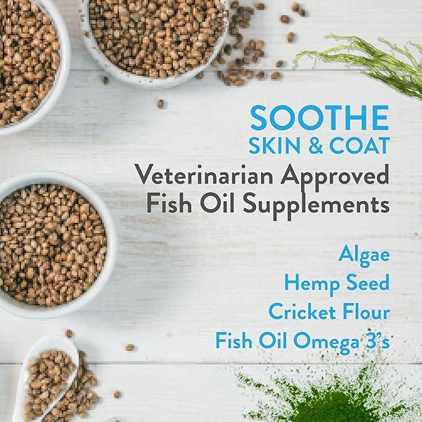 GREEN GRUFF SOOTHE DOG SKIN AND COAT SUPPLEMENT – HEALTHY COAT FOR DOGS, DOG ITCHING SKIN RELIEF – ORGANIC DOG ALLERGY CHEWS WITH OMEGA 3 – MADE IN USA – 24 CHEWS
