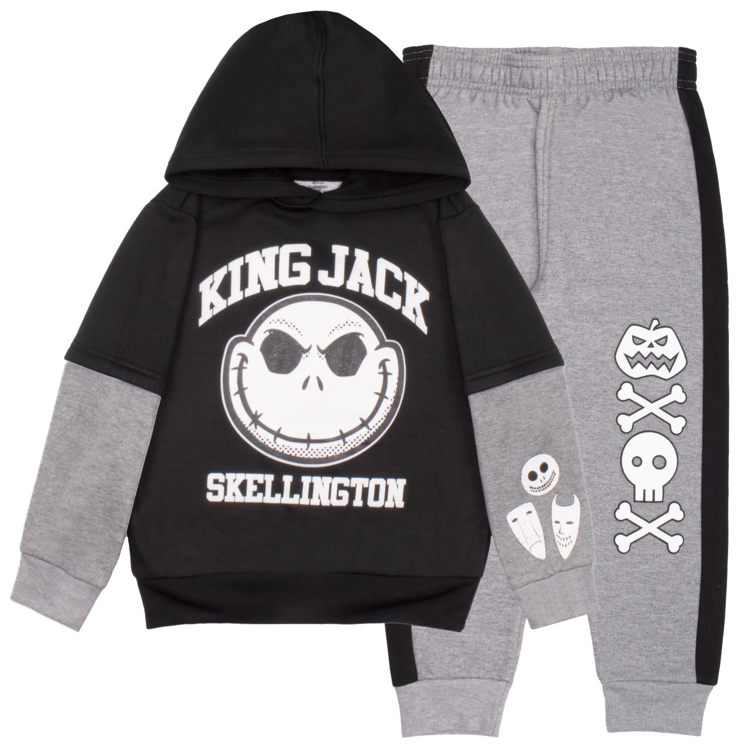 Photo 1 of ** NO PANTS**
Disney Nightmare Before Christmas Boys Matching Sets Pullover Hoodie and Jogger Fleece Set 2 Piece Bundle with Jack Skellington Graphic Logo Print Sweatpants Set for Kids (Black and Gray Size 4)