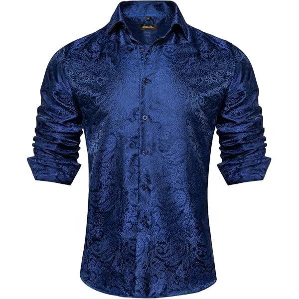 GN Series Silk Shirts Mens Long Sleeve Lapel Dress Suit Shirt