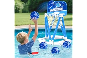 NEUBSAW Pool Basketball Hoop Set, Floating Pool Games with 3 Basketballs & Pump, Outdoor/Indoor Water Play Toy for Kids and Adults, Summer Swimming Party (Blue Pool Basketball)