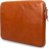 Casemade Real Leather Laptop Case/Zipped Folio Bag with Inner Pocket & Wool Lining Compatible with Apple MacBook, HP, Dell, Asus, Levovo (16 Inch - Tan)