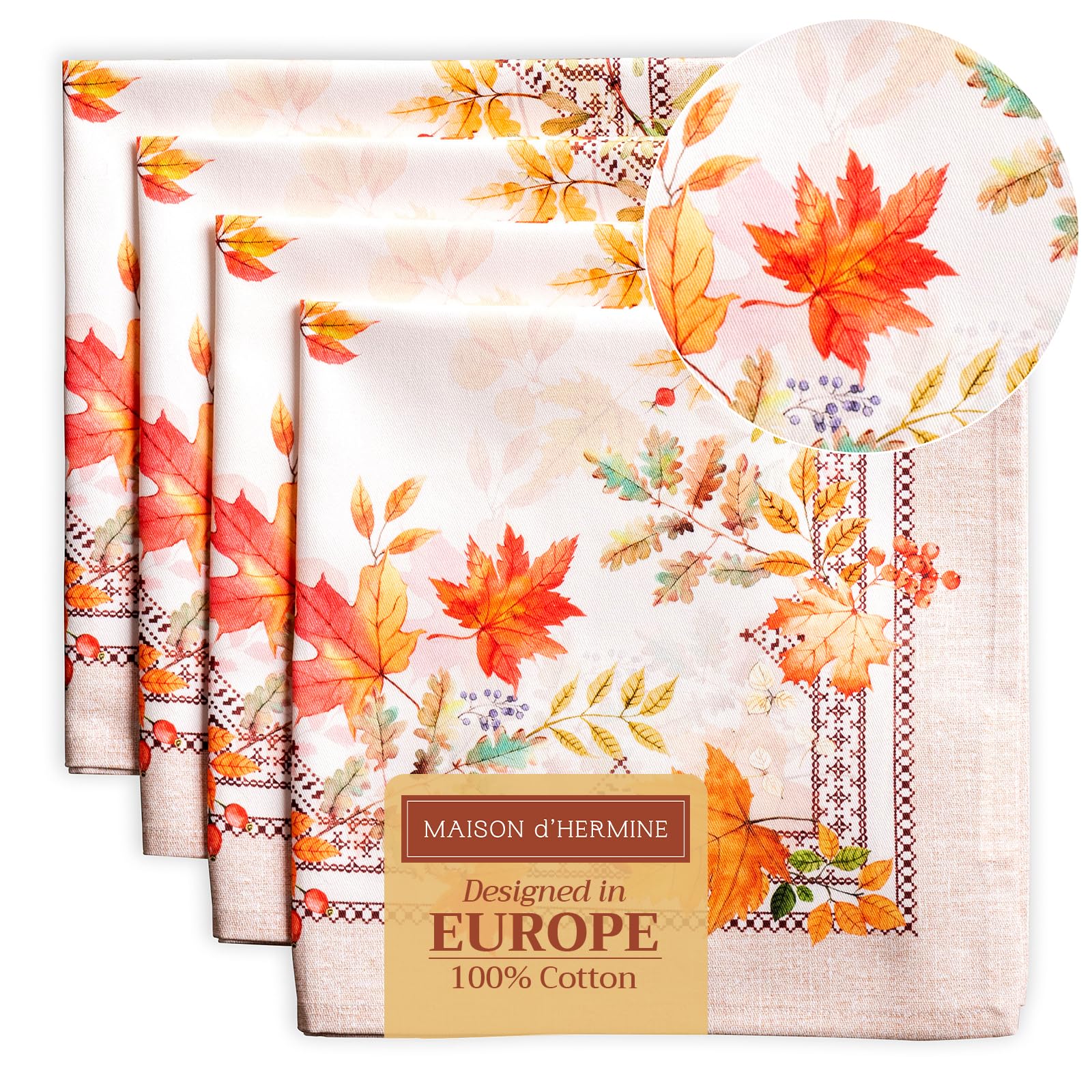 Maison d' Hermine Cloth Napkins Set of 4 100% Cotton for Christmas Decorations Everyday Reusable Square Autumn Napkins Cloth Washable Dinner Party Wedding (Amarante, 45 CM x 45 CM)