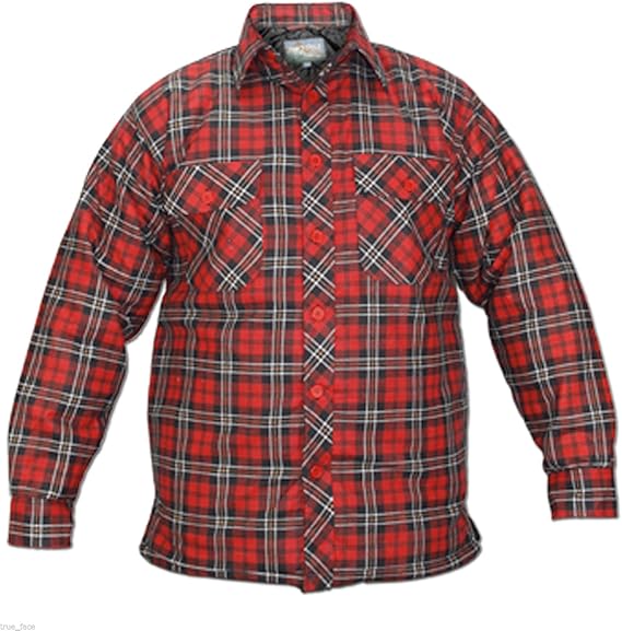 Mens Padded Quilted Lined Lumberjack Check Flannel Winter Casual Work Shirt: Amazon.co.uk: Clothing