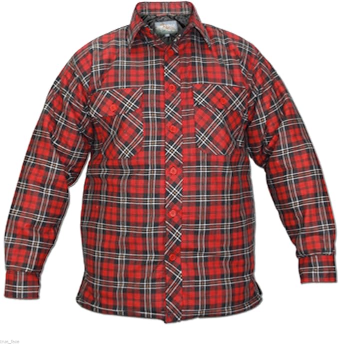 Mens Padded Quilted Lined Lumberjack Check Flannel Winter Casual Work