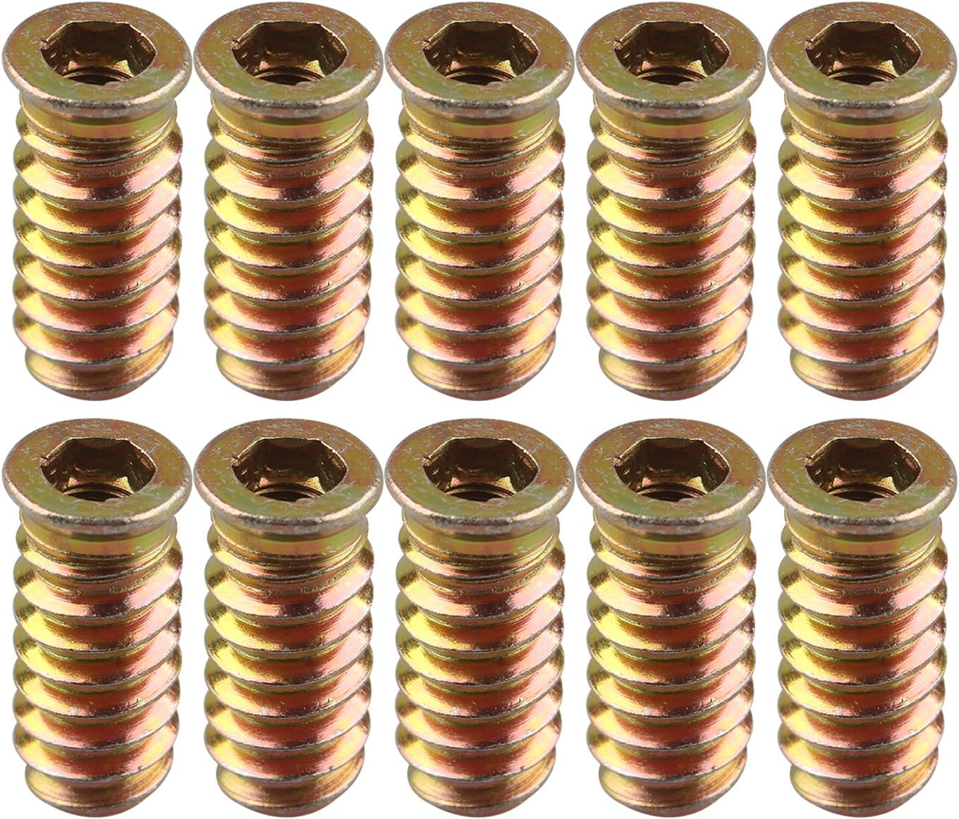 HALJIA10pcs M6 x 25mm Thread Nut Wood Insert Interface Screws Hexagonal Socket Nut Fixing for Furniture Bed Cot Cabinet