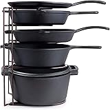 Heavy Duty Pan Organizer, Extra Large 5 Tier Rack - Holds Cast Iron Skillets, Dutch Oven, Griddles - Durable Steel Constructi