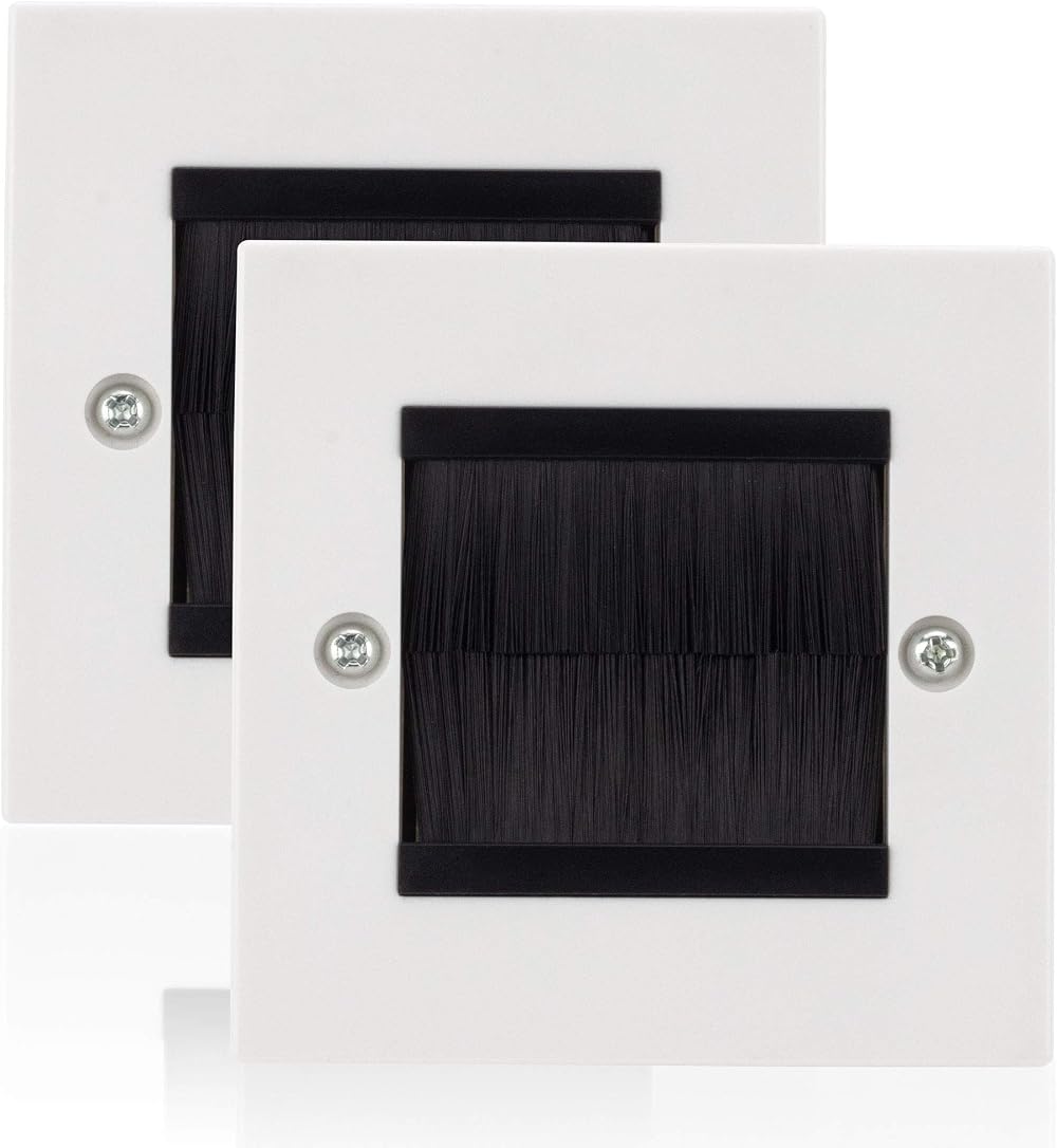 NOVAATO 2x Flush Socket Cover White Cable Duct Elegant Wall Hole Cover 86mm