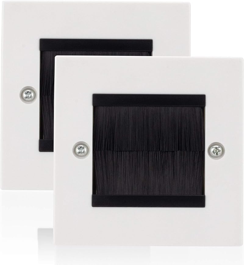 NOVAATO 2x Flush Socket Cover White Cable Duct Elegant Wall Hole Cover 86mm