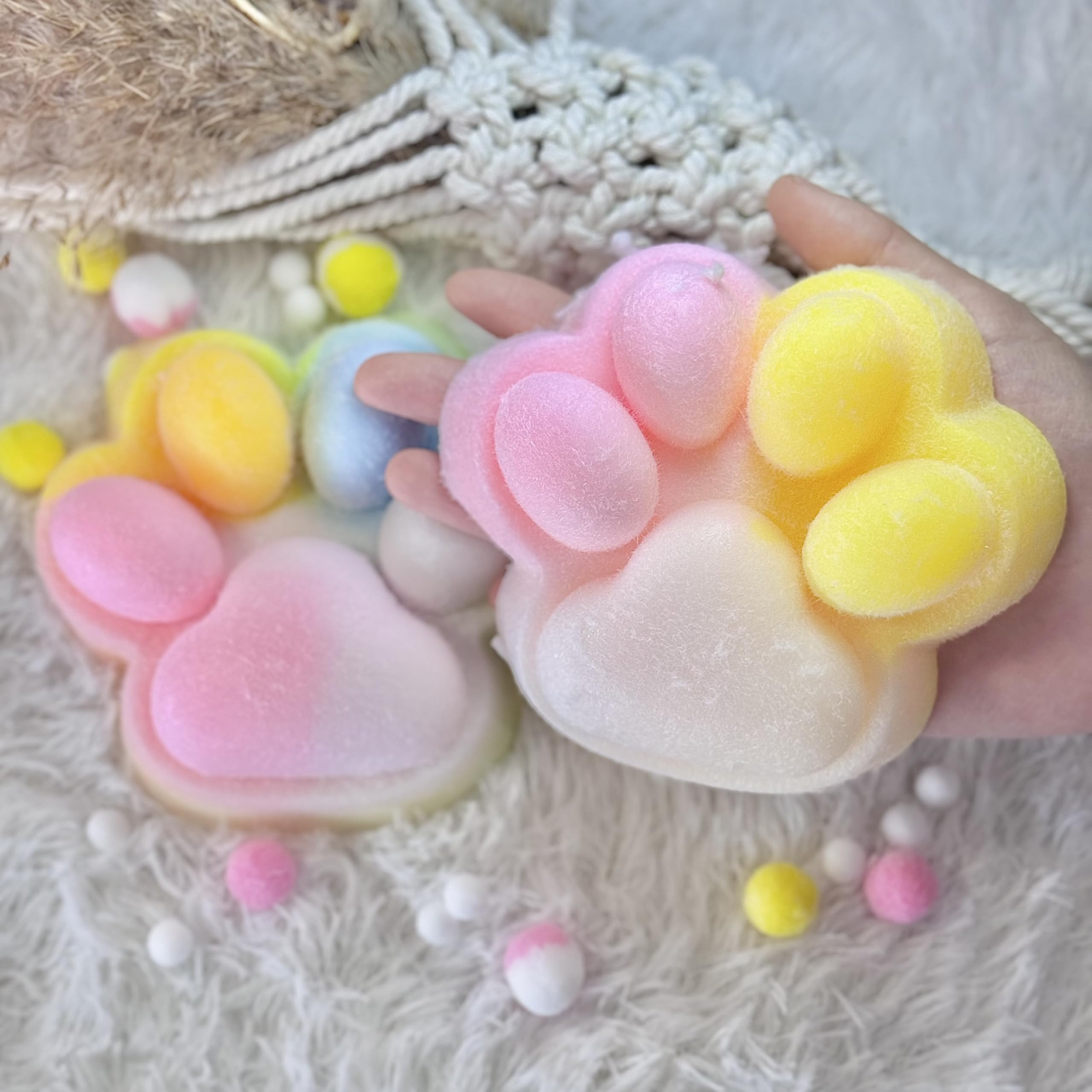 Photo 1 of 2Pcs Big Taba Squishy Paw, 5 Inch Tri-Color Paw Squishy Cute Squeeze Toys for Stress Relief and Relax, Sticky Squishies Fidget Toys for Party Favors Novelty Things Birthday Gift (5 Inch)
