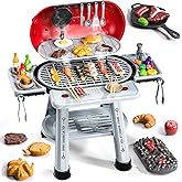 Blmukce Kids Grill Playset, 2-Layer BBQ Play Kitchen Set for Toddlers 3-5 with Smoke, Sound & Light Interactive Outdoor Kitch