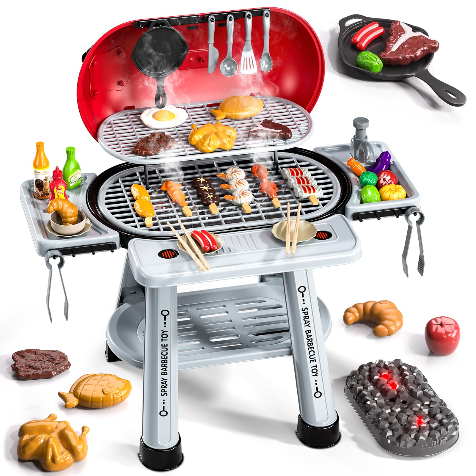Photo 1 of BLmukce Kids Bubble Grill Playset Toy, 2-Layer Outdoor BBQ Play Kitchen Set for Boys 4-8 with Smoke, Sound & Light Grill Machine Toy Birthday Gift for Ages 3 4 5 6 Year Old Boy