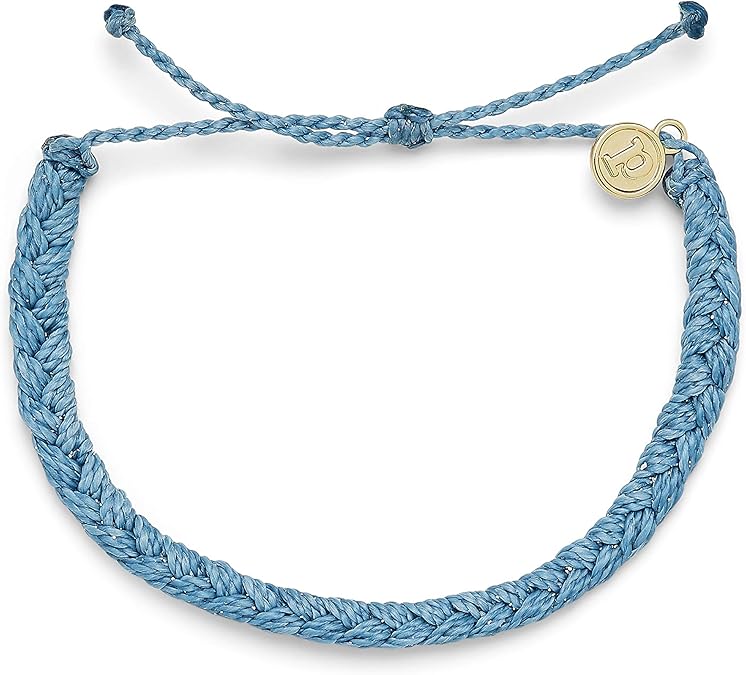 Pura Vida Sky Blue Solid Braided Bracelet 100 Waterproof, Adjustable