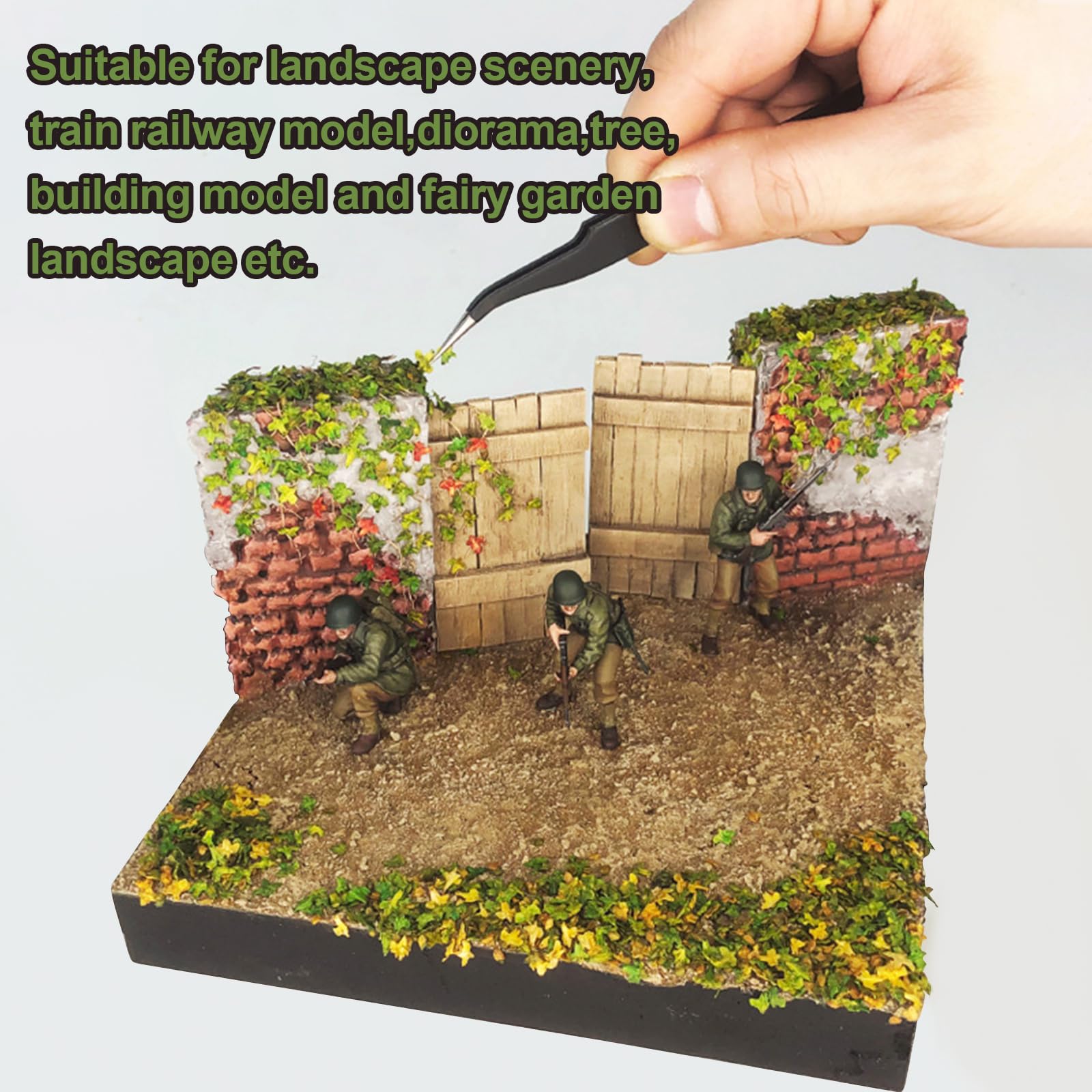 FOIMAS Realistic Miniature Leaves Simulation Leaves for DIY Model Railway Fairy Garden Diorama Scenery Landscape Layout,Pack of 4