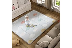 UANLAUO Foldable Baby Play Mat, Extra Large Waterproof Activity Playmats for Babies,Toddlers, Infants, Play & Tummy Time, Foam Baby Mat for Floor with Travel Bag (Cloud(71x59x0.4inch))