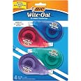 BIC Wite-Out EZ Correct Correction Tape, 4-Count | holiday Stocking Stuffers, Tear-Resistant Tape, Instant Write-Over Correct