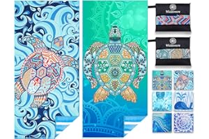 WIDDONEN 2 Pack Microfiber Lightweight Beach Towel Sand Free Quick Dry Absorbent Thin Compact Towels for Swimming Pool Camping Beach Accessories Large Easy Pack Travel Things for Vacation Essentials Gift