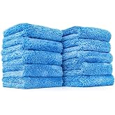 The Rag Company - The Eaglet 500 - Professional Korean 70/30 Blend; Super Plush Microfiber Detailing Towels; Perfect for Wheels, Mirrors, and More; 500GSM; 8inx8in, Blue (10-Pack)