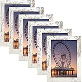 BESCRCL 5x7 Picture Frame with Real Glass Set of 6, Distressed White Wooden Frame 5 x 7 for Wall or Tabletop
