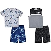 Sleep On It Boys Pajamas Shorts Set 4 Piece Pajama T-Shirt and Short Sets Summer Sleepwear for Kids (2 Full Sets)