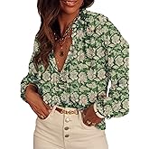 SHEWIN Women's Tops Casual V Neck Long Sleeve Shirts Floral Boho Blouses Tunics