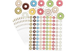 POP RESIN 2000 Pcs Hole Label Loose-Leaf Paper Hole Reinforcement Stickers Assorted Donut Designs 0.25 inch Binder Hole Reinforcements Labels for School, Home and Office Hole-Punched Pages
