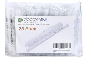 DOCTOR MK'S NATURAL Disposable Vaginal Applicators (25-Pack), Fits Premarin Estrace Contraceptive Gels and Many Other Creams, Individually Wrapped Applicator with Dosage Markings, by Doctor MK's®