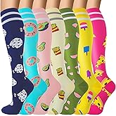 FOFLORA Compression Socks for Women & Men 7 Pairs Knee High Compression Socks 20-30 mmhg Best for Running,Nurse,Travel