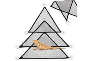 HKYLRAT 3Pack Reptile Hammock Set, Triangle Breathable Net, Breathable Mesh Lizard Hammock for Large and Small Bearded Dragon