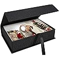 Hiwhy Photo Storage Box 4x6, Linen Photo Box, Memory Box Perfect to Store Your Photo, Pictures, Certificates, Scrapbooking Supplies, Keepsakes and Jewelry Black