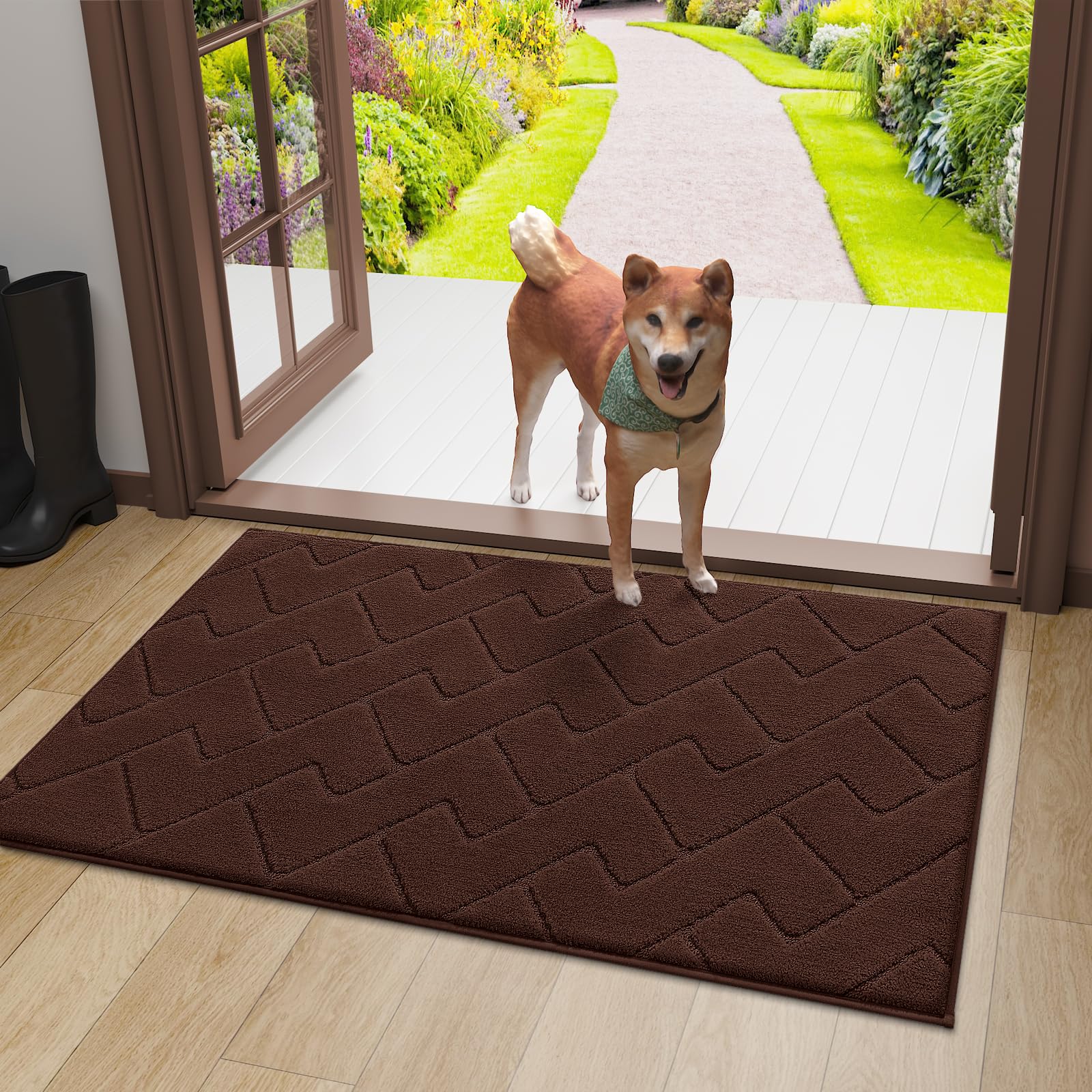 Photo 1 of OLANLY Indoor Door Mat, 40x32, Dirt Resistant and Absorbent, Sturdy Non-Slip Rubber Backing, Easy to Clean, Washable Low-Profile Doormat for Entryway, Dark Brown