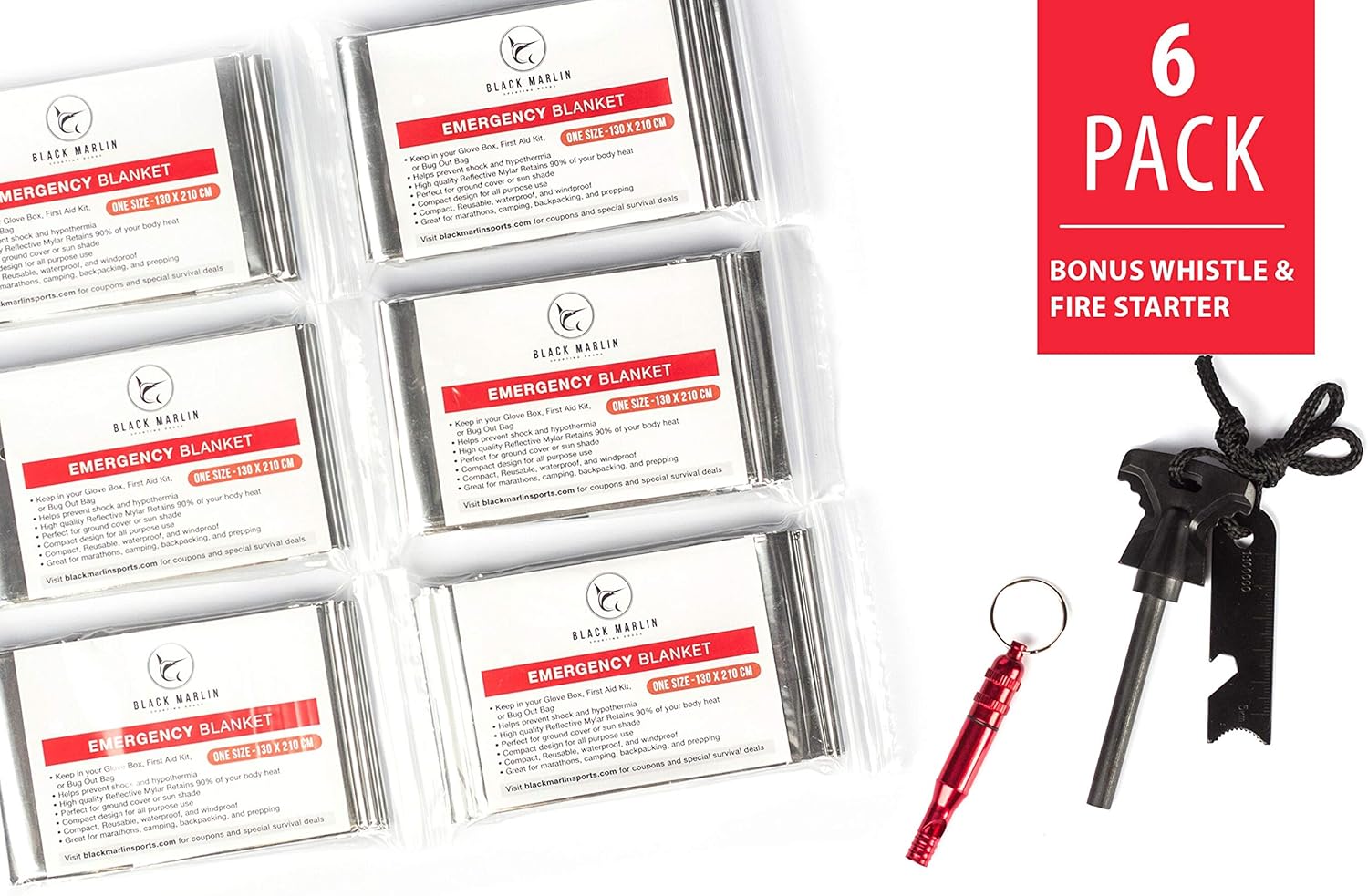 6 Pack High Quality Emergency Blankets Survival Thermal Foil Blanket First Aid Kit For Climbing