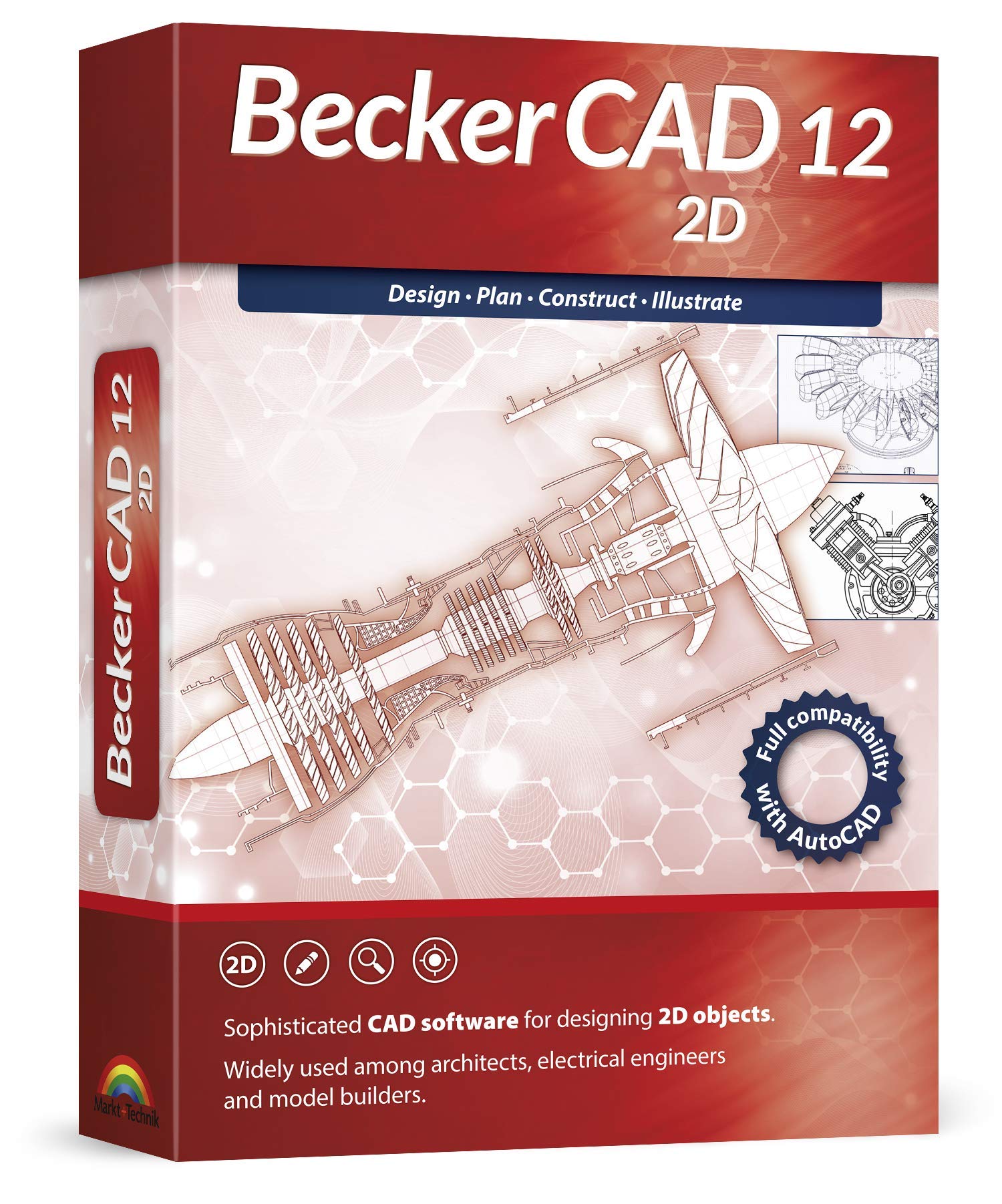 Becker CAD 12 2D - professional CAD software for 2D design and modelling - for 3 PCs - 100% compatible with AutoCAD - Windows 11, 10, 8.1, 7