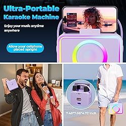 Karaoke Machine,Portable Bluetooth Speaker with 2