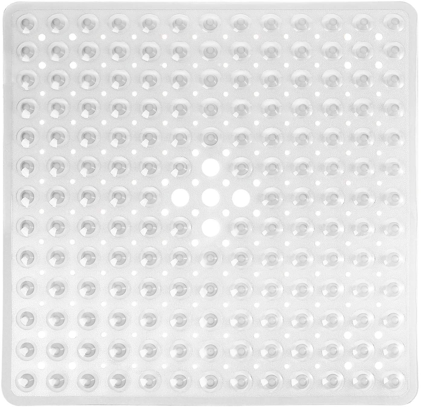 Photo 1 of Yimobra Shower Stall Mat Non Slip, 21x21 Inch, Soft Square Bath Mat for Shower with Suction Cups and Drain Holes, Stall Floor Mats for Bathroom, Machine Washable, Bathroom Accessories, Clear