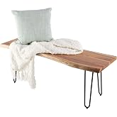 Alaterre Live Edge Solid Wood Entryway Bench with Hairpin Metal Legs, 48&rdquo; | Narrow Long Shoe Bench, End of Bed Bench, Modern Farmhouse Table Bench, for Entryway, Dining Room, Kitchen, or Bedroom
