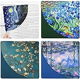 IBOVODI 4 Pcs Van Gogh Corner Bookmarks, Oil Painting Vintage Floral Leather Book Accessories for Book Lovers, Cute Flower Reading Book Page Markers for Women Men Teacher Student Gifts