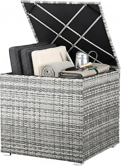 CASARIA Polyrattan Garden Cushion Storage Box 318 L Grey 75x75x70cm