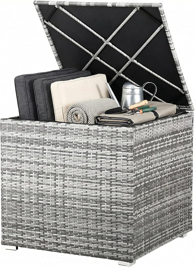 CASARIA Polyrattan Garden Cushion Storage Box 318 L Grey 75x75x70cm