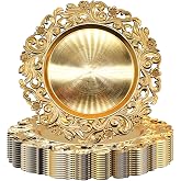 Benvo 13 Inch Charger Plates Set of 12 - Elegant Reusable Dinner Base Plates for Weddings, Parties, &amp; Holiday Table Decor - Bulk Service Plate Underplates (Antique Gold C)