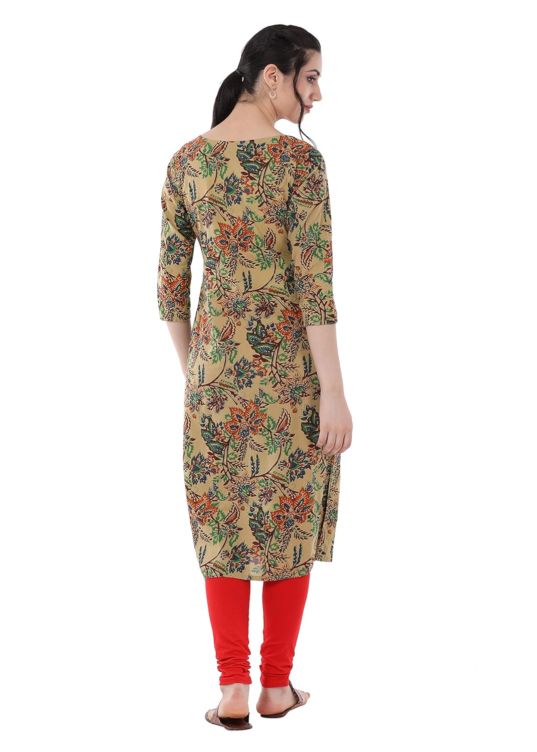 gulmohar jaipur women's straight cotton kurti (maroon)