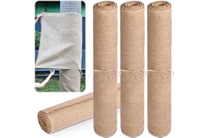Buryeah 40 Inch x 24 ft Burlap Fabric Roll of 4 Antifreeze Erosion Control Blanket for Plant High Density Jute Fiber Burlap Cloth for Garden Raised Bed Liners Runner Party Wedding Home Christmas Decor