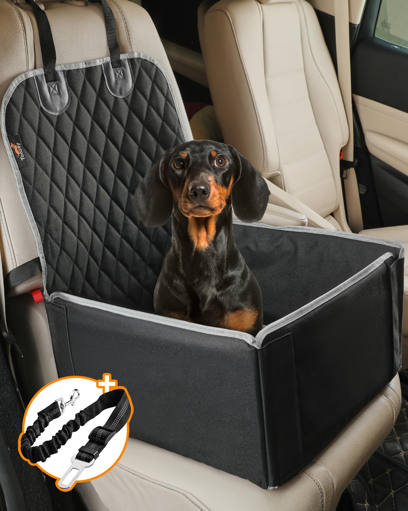 Toozey Dog Car Seat for Small Medium Dogs, Dog Booster Car Seats with Sturdy Sides, Waterproof, Non Slip Dog Car Seat for Back Front Seat, Extremely Durable, Easy to Install, 58 x 45 x 45 cm