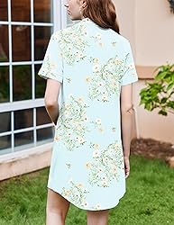 Ekouaer Nightgowns for Women Button Down Sleepshirt