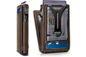 BULLIANT Men Wallet,Money Clip Wallet Slim For Gift Men 9Cards-Metal Credit Card Case in Magnetic Leather Flip