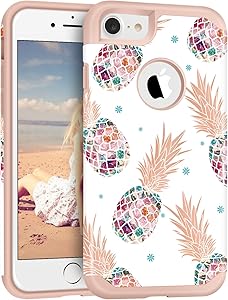 Imikoko iPhone 7 Case Pineapple, iPhone 8 Case, Hybrid Protective Heavy Duty Hardshell Case Hard PC with Durable TPU Cute Protective Case for iPhone 7/8
