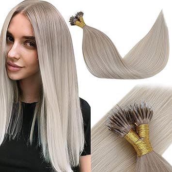 Nano Ring Tip Extension A Anneaux Laavoo 55cm 1g Meche Ombre Blonde Cendree A Blond Platine Stick Extension Cheveux A Froid Pre Bonded Remy Hair Extension Anneaux Cheveux 50meches 50g 22pouce Amazon Fr